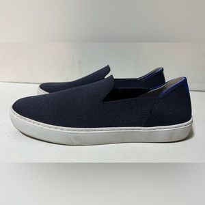 Rothy’s The Original Slip On Sneakers Navy Blue Women’s Sz 8 White Stripe